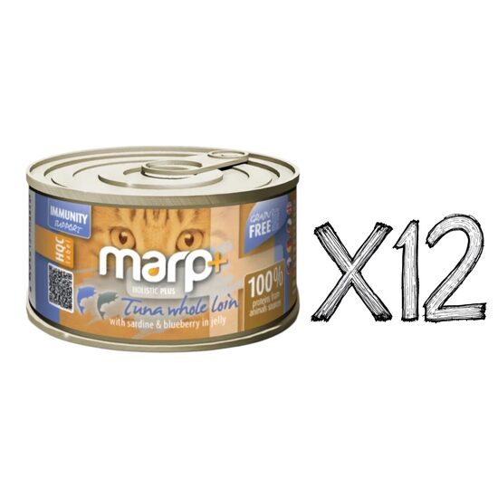 Marp Holistic Plus - Tuna whole loin with sardine & blueberry in jelly, 70 g x 12